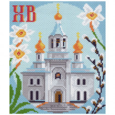 1038-1 Канва с рисунком Матренин посад 'Церковь' 16*19см (28*37см)