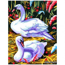 MRC1333-528 Канва с рисунком MARGOT 'Пара лебедей' 50*65 см